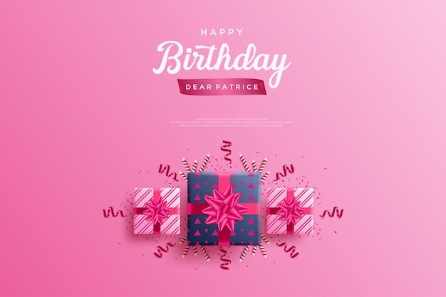 Happy birthday background with three beautiful gift boxes