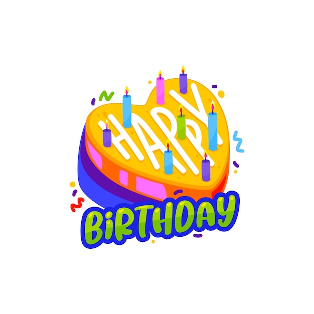 Happy birthday badge greetings sticker with cake