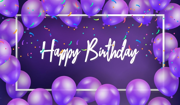 Happy Birthday . banner or greeting card background for birthday celebration . purple and white color concept . vector illustration eps10