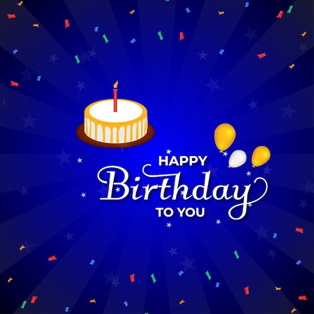 Happy birthday blue background color social media post design