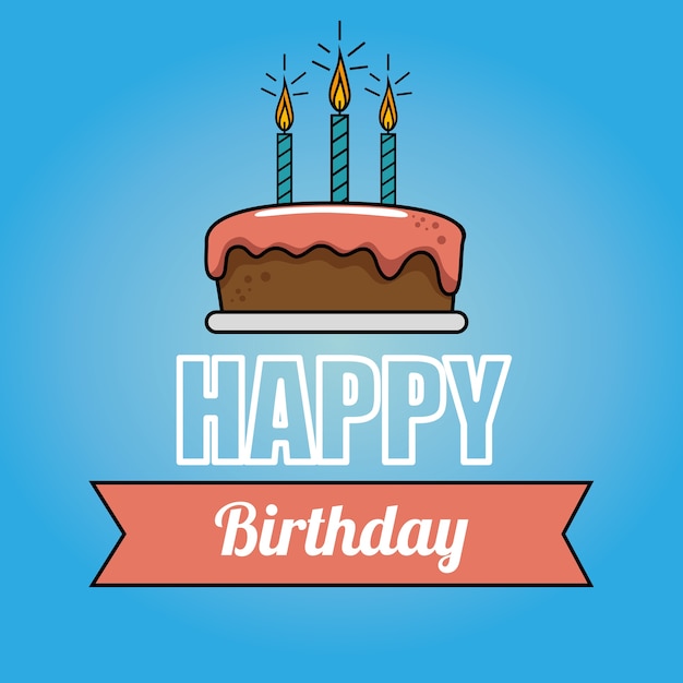 Vector happy birthday cake card