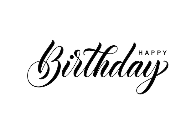 Happy Birthday calligraphic text Hand lettering for design greeting card postcard poster banner Handwritten text for use in print design