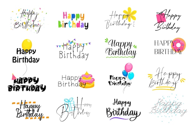 Happy Birthday Calligraphic And Typographic Background