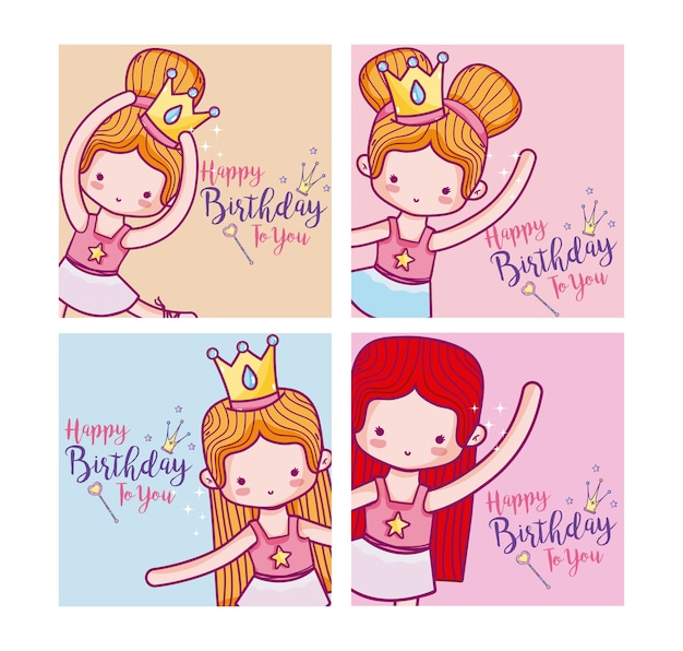 Happy birthday card cute girl ballet dancers 