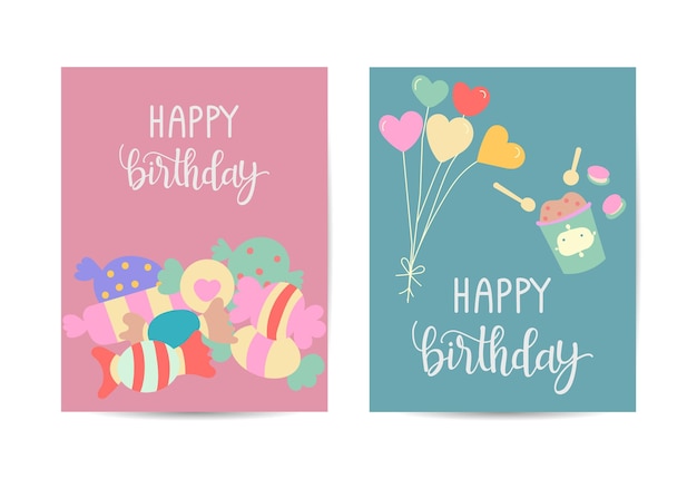 Happy birthday card frame with element balloon candy