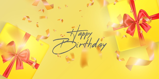 Happy Birthday card template with gifts