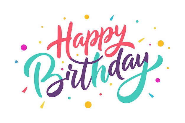 happy birthday card with colorful letters on a white background