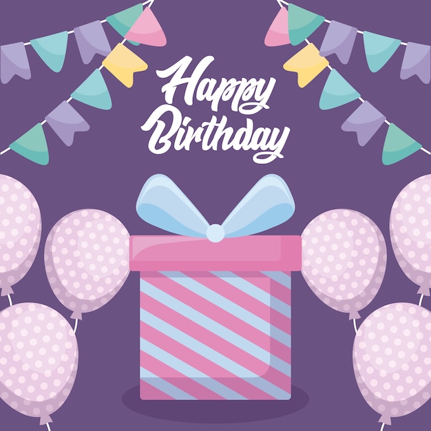 Happy birthday card with gift box