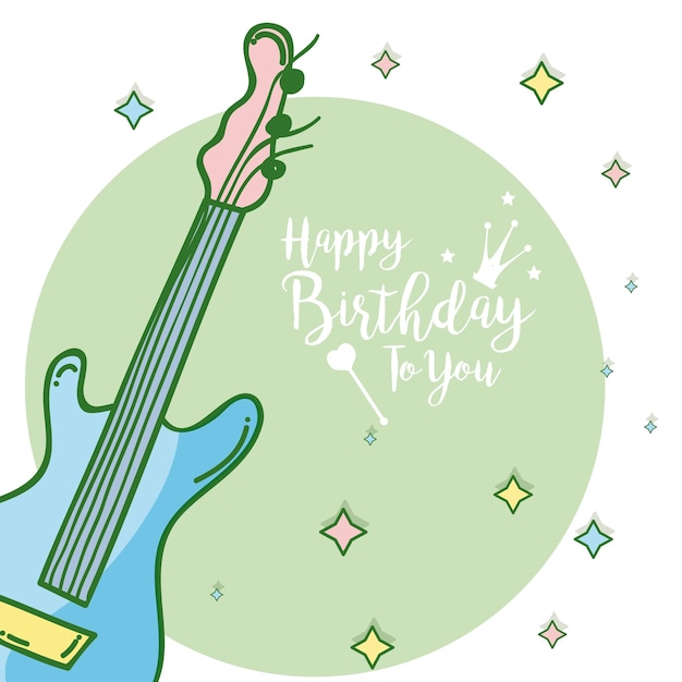 Happy birthday card with music instruments 