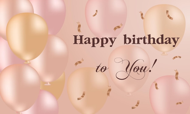 Happy birthday card with pink balloons