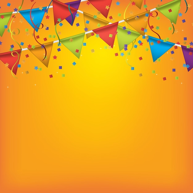 Happy birthday celebration background with confetti and garland