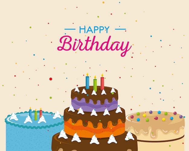 happy birthday celebration card with sweet cake 