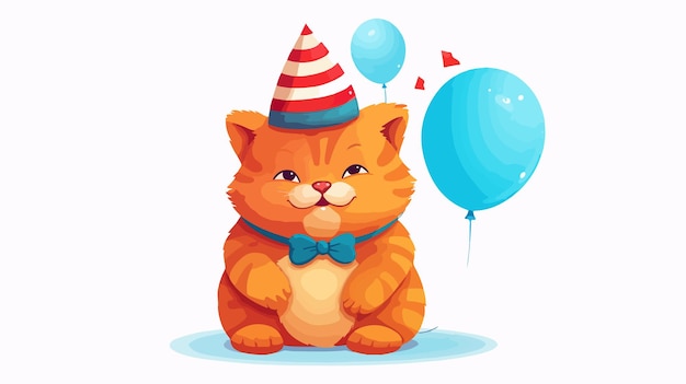 Happy Birthday Celebration Cartoon Character in Flat Vector Style