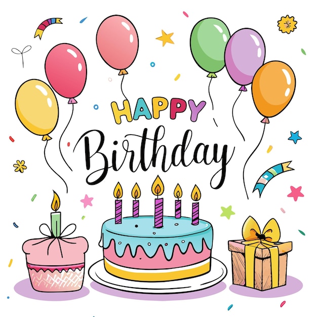 Happy Birthday Day greeting Card vector illustration