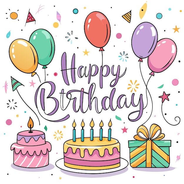 Happy Birthday Day greeting Card vector illustration