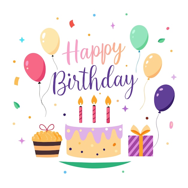 Happy Birthday Day greeting Card vector illustration