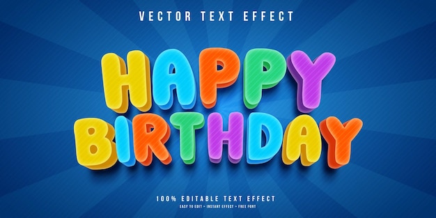 Happy birthday editable text effect