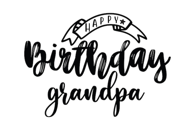 Happy birthday grandpa with a ribbon and happy birthday grandpa.