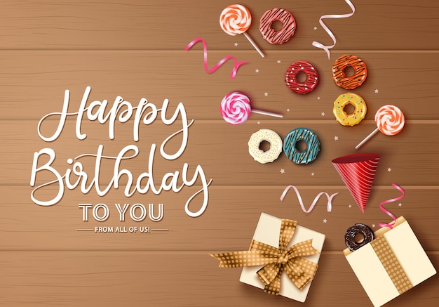 Happy birthday greeting card vector background concept Happy birthday text in empty space