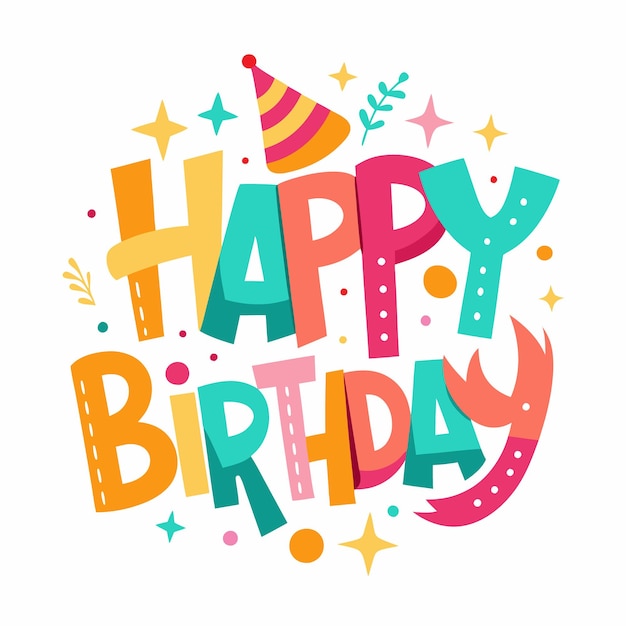 Happy Birthday Greeting typography vector illustration