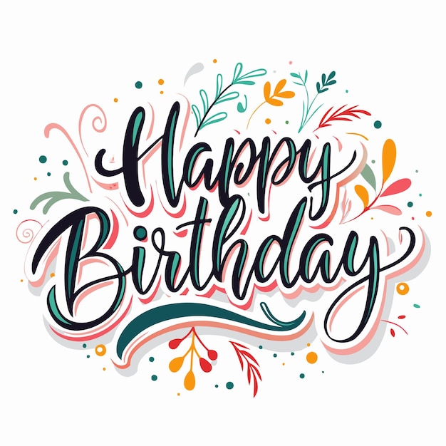 Vector happy birthday greeting with colorful floral elements