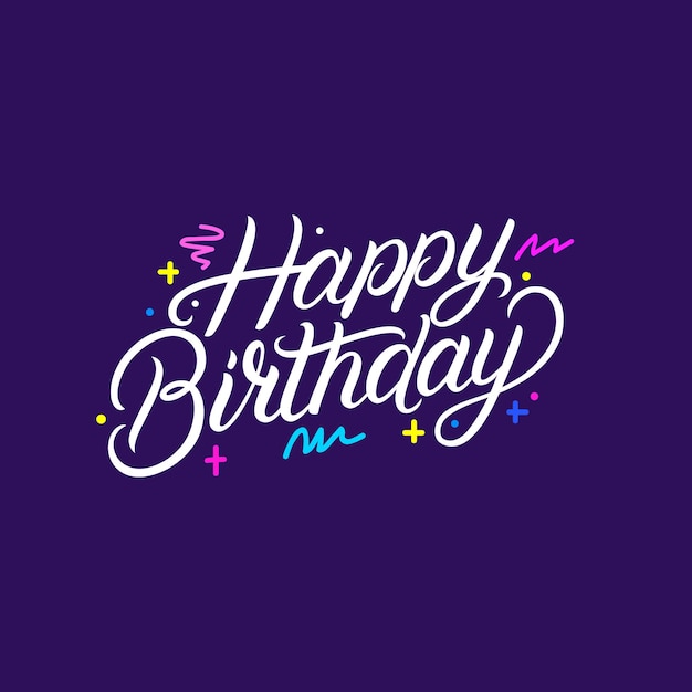 Happy Birthday hand written lettering. Modern brush calligraphy phrase, quote. Original hand crafted design. Vector Illustration.