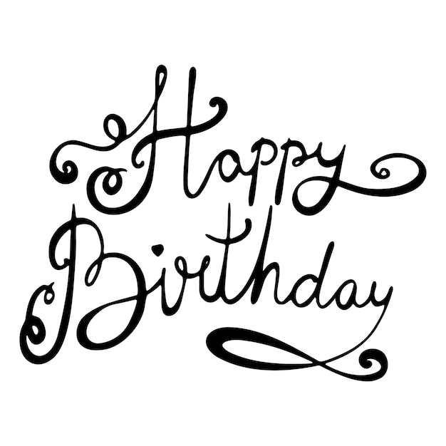 Happy birthday handdrawn text phrase Calligraphy letter graphics