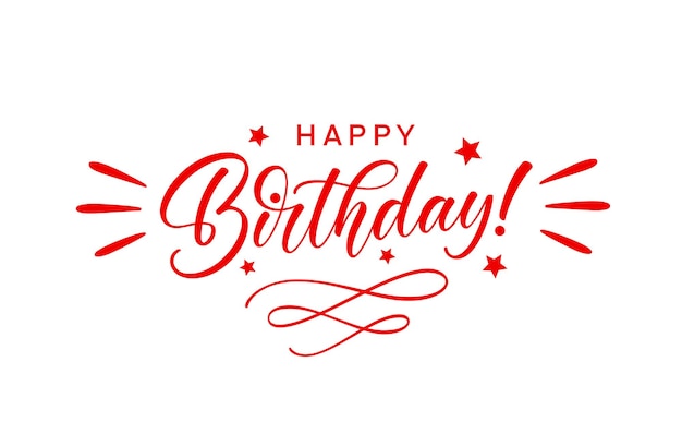 Happy Birthday handwritten text for design greeting card postcard poster banner Hand lettering for use in print design