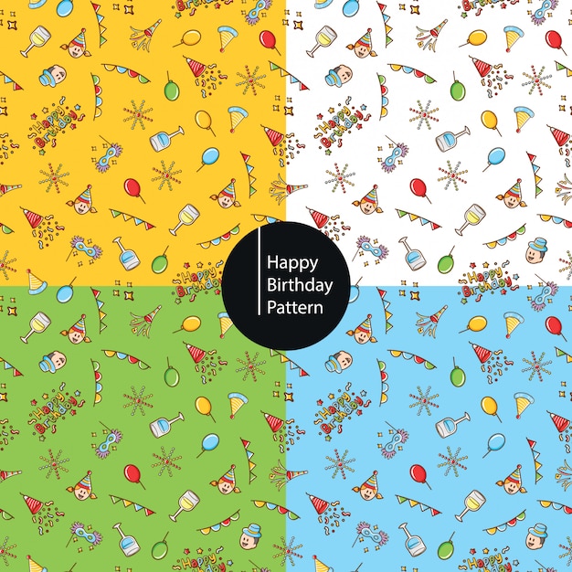 Happy birthday icons pattern background