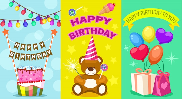 Happy birthday kids postcard set