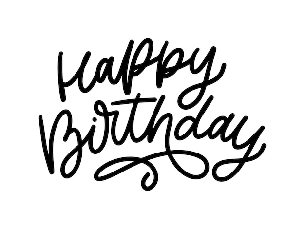 Happy Birthday letterin calligraphy brush  typography text illustration