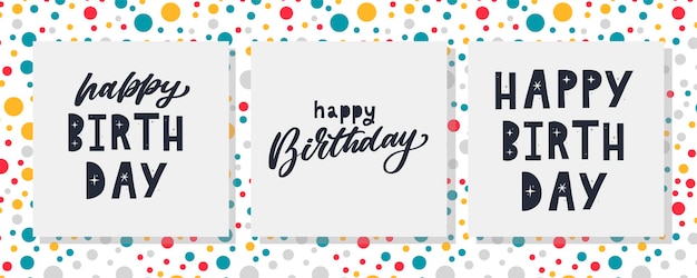 Happy Birthday lettering text banner black color Vector illustration