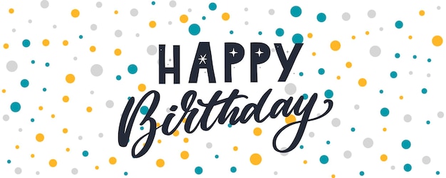 Happy Birthday lettering text banner black color Vector illustration