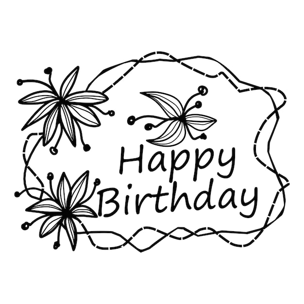 Happy birthday lettering with doodle style elements