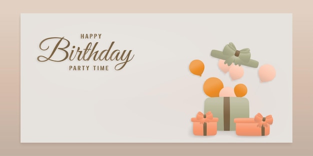 Happy birthday minimal style background template paper and papercraft style vector illustration