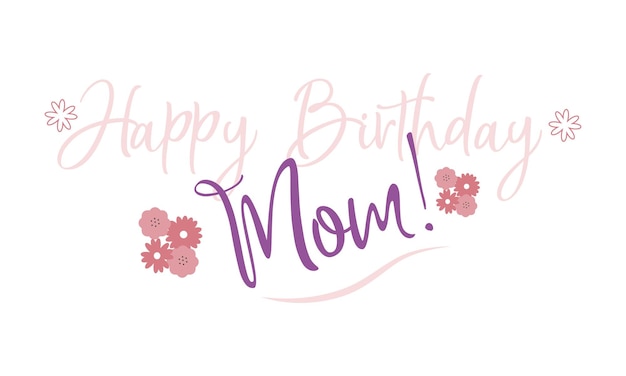 Happy Birthday Mom and flowers card template