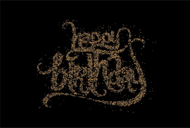 Happy Birthday Particle text made of handwriting vector design element.