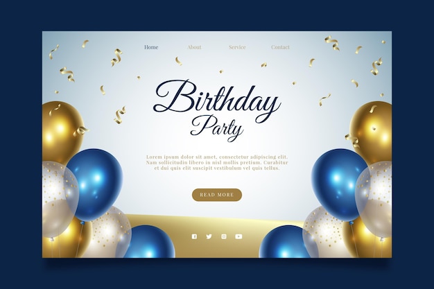 Happy birthday party landing page