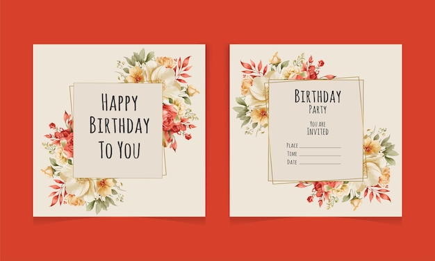 Happy birthday photo fame social media post birthday card design set