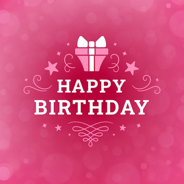 Happy birthday pink gift box vintage greeting card typographic template vector illustration