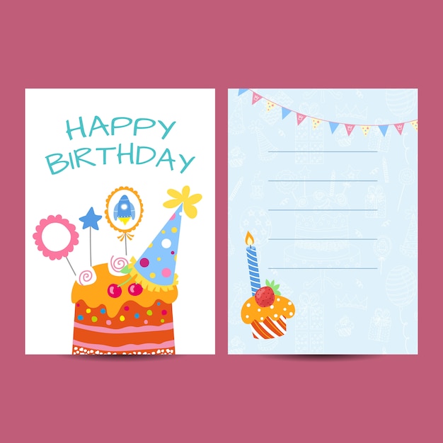 Happy birthday postcard  illustration