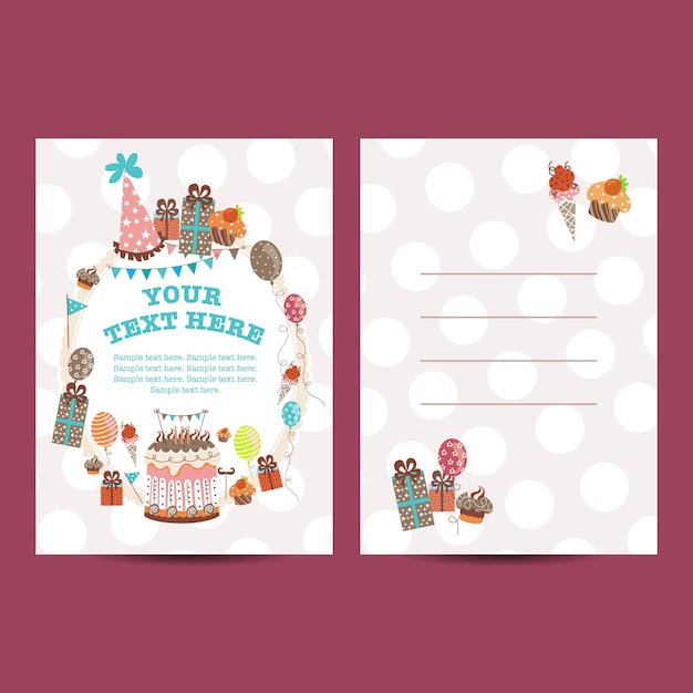 Happy birthday postcard vector illustration