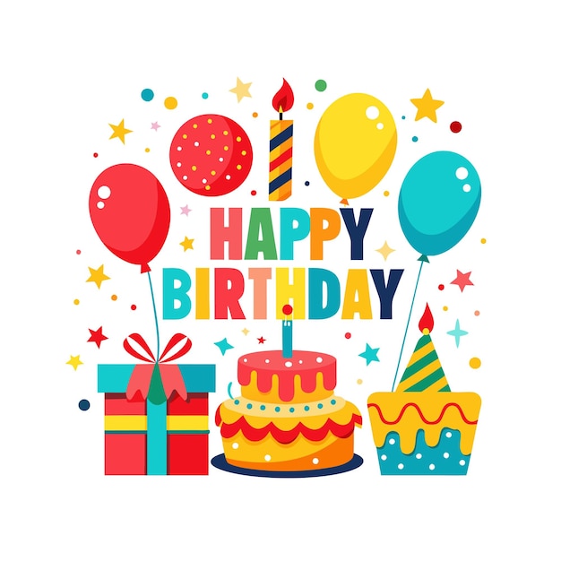 Happy Birthday poster greeting card design vector illustration