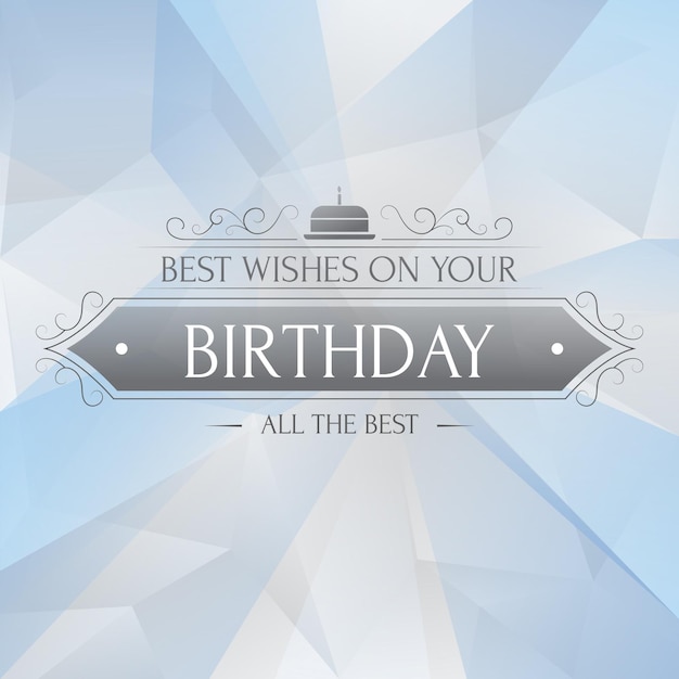 Happy birthday retro vector illustration with blue lights in background