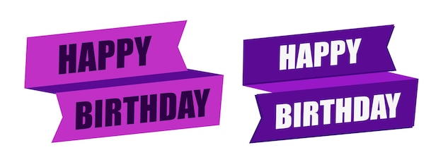 Happy birthday ribbon with lettering isolated. Vector illustration.