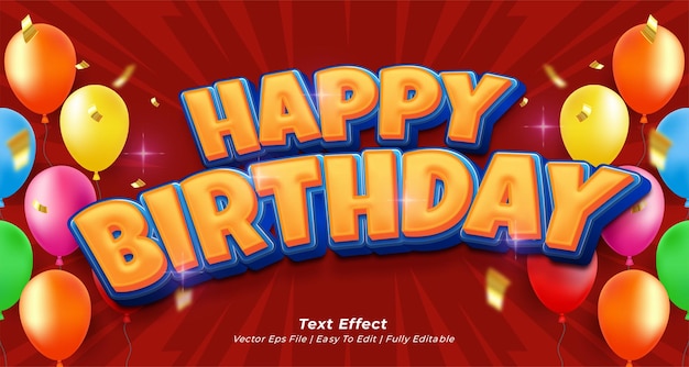 Happy birthday text effect editable 3d text style