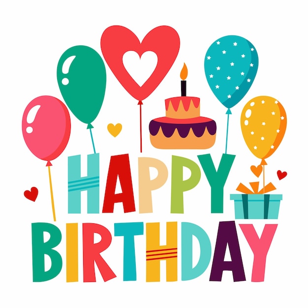 Happy Birthday text vector illustration 45