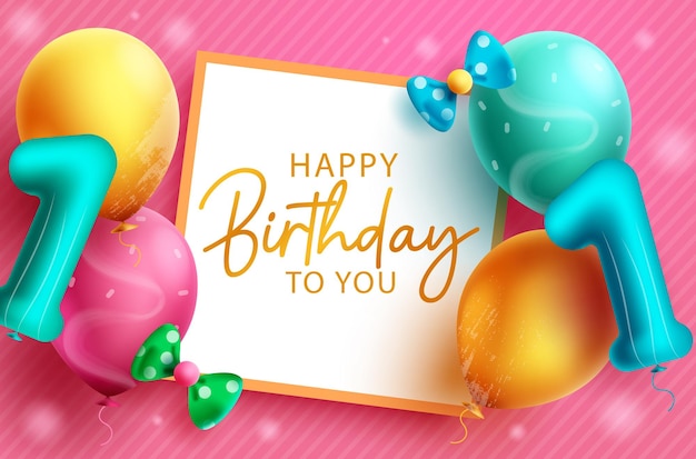 Happy birthday text vector template design. Birthday greeting text in empty space frame