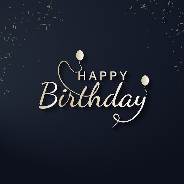 Happy Birthday Typography Gold and black for Social Media Post