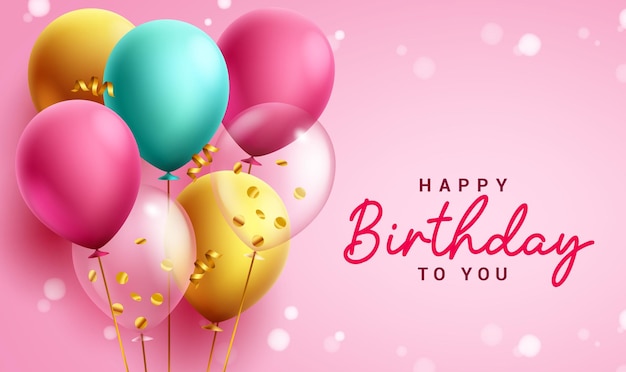 Happy birthday vector background design. Birthday text in pink space for message with colorful